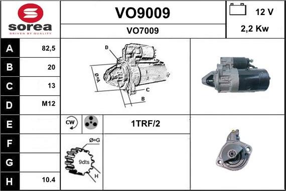 SNRA VO9009 - Стартер autocars.com.ua