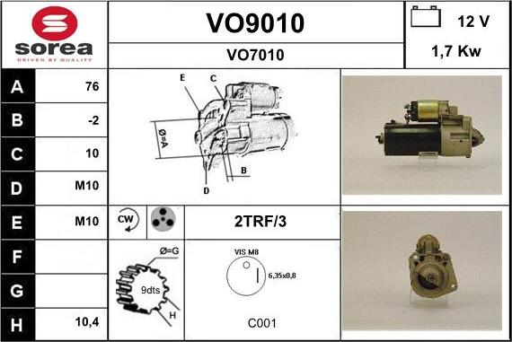 SNRA VO9010 - Стартер avtokuzovplus.com.ua