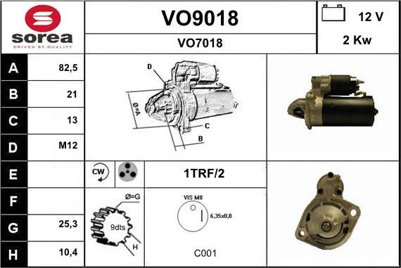 SNRA VO9018 - Стартер autocars.com.ua