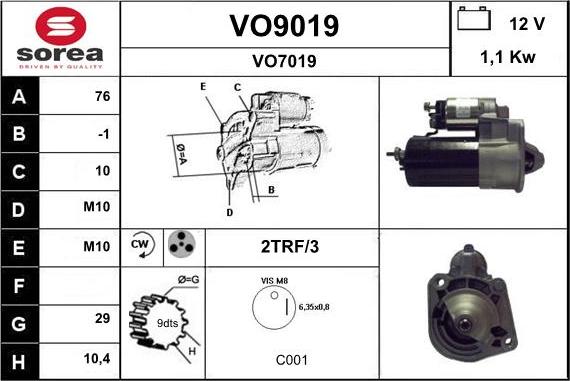 SNRA VO9019 - Стартер avtokuzovplus.com.ua