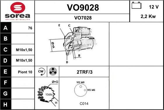 SNRA VO9028 - Стартер avtokuzovplus.com.ua