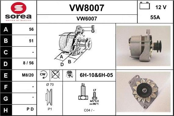 SNRA VW8007 - Генератор autocars.com.ua