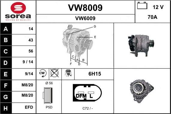 SNRA VW8009 - Генератор autocars.com.ua