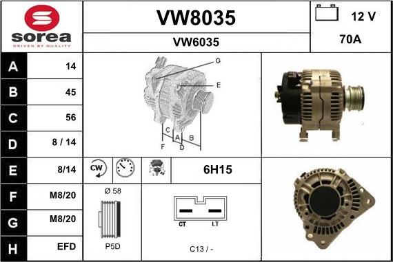 SNRA VW8035 - Генератор autocars.com.ua