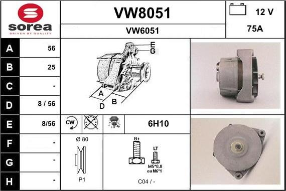 SNRA VW8051 - Генератор avtokuzovplus.com.ua