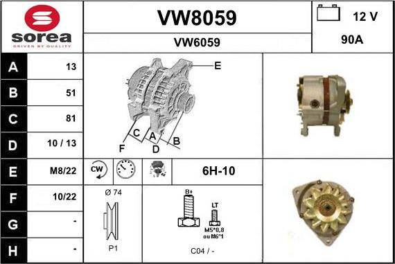 SNRA VW8059 - Генератор avtokuzovplus.com.ua