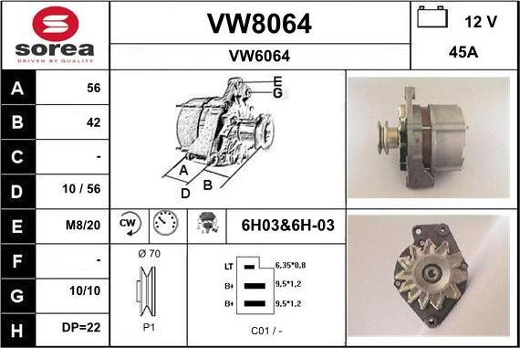 SNRA VW8064 - Генератор avtokuzovplus.com.ua