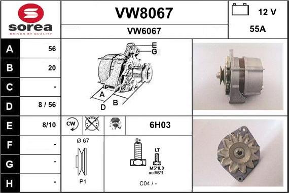 SNRA VW8067 - Генератор autocars.com.ua