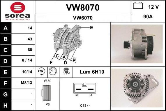 SNRA VW8070 - Генератор autocars.com.ua