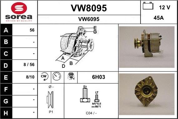 SNRA VW8095 - Генератор avtokuzovplus.com.ua