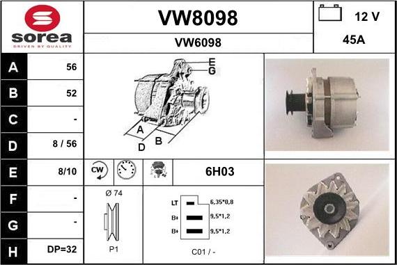 SNRA VW8098 - Генератор avtokuzovplus.com.ua