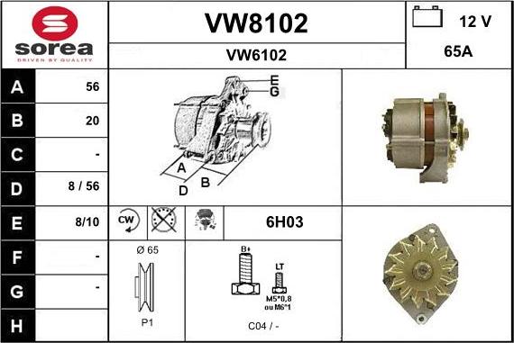 SNRA VW8102 - Генератор autocars.com.ua