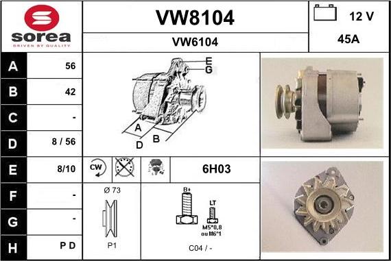 SNRA VW8104 - Генератор avtokuzovplus.com.ua