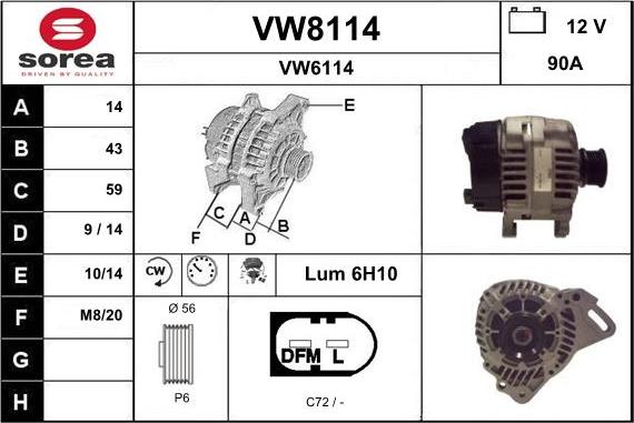 SNRA VW8114 - Генератор avtokuzovplus.com.ua