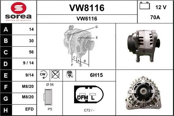 SNRA VW8116 - Генератор avtokuzovplus.com.ua