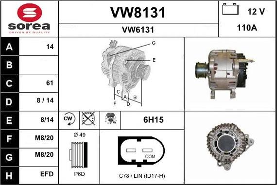 SNRA VW8131 - Генератор avtokuzovplus.com.ua