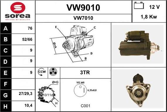 SNRA VW9010 - Стартер avtokuzovplus.com.ua