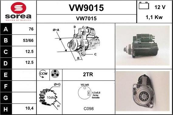 SNRA VW9015 - Стартер avtokuzovplus.com.ua