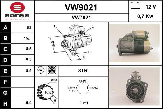 SNRA VW9021 - Стартер autocars.com.ua