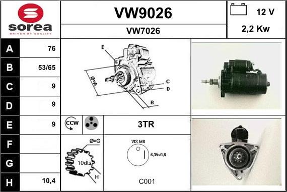 SNRA VW9026 - Стартер avtokuzovplus.com.ua