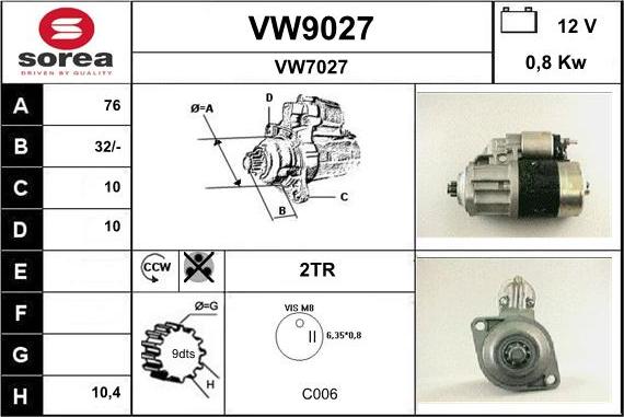 SNRA VW9027 - Стартер avtokuzovplus.com.ua