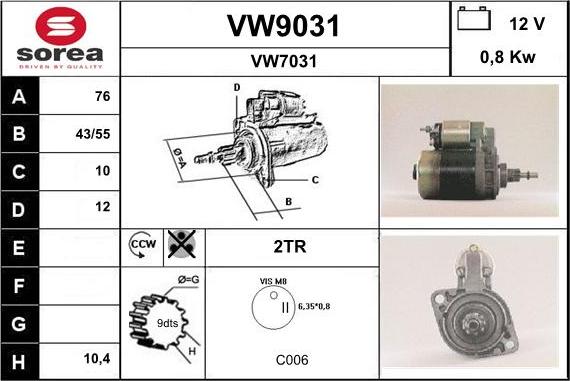 SNRA VW9031 - Стартер avtokuzovplus.com.ua