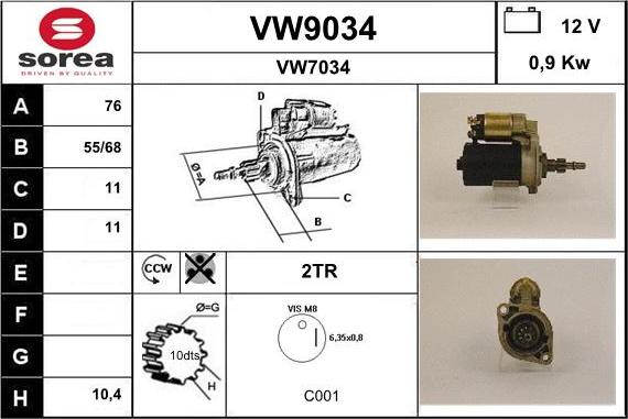 SNRA VW9034 - Стартер avtokuzovplus.com.ua