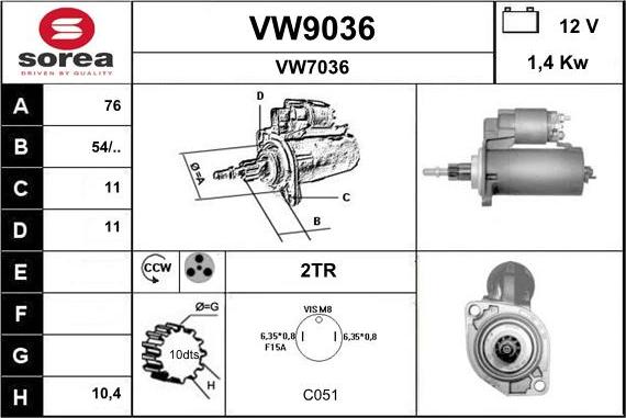 SNRA VW9036 - Стартер avtokuzovplus.com.ua