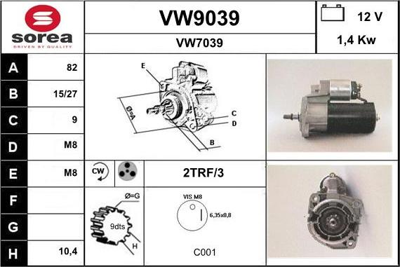 SNRA VW9039 - Стартер avtokuzovplus.com.ua