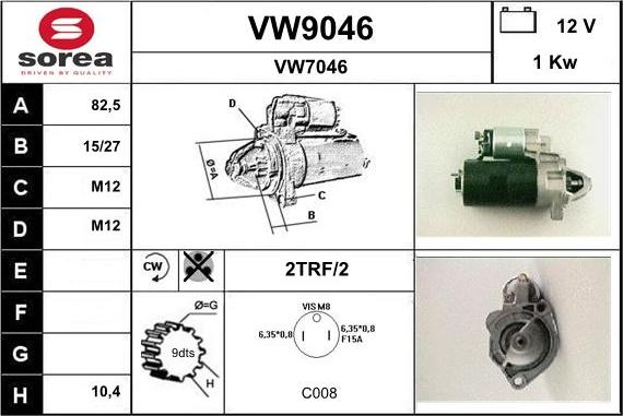 SNRA VW9046 - Стартер autocars.com.ua