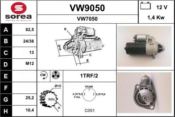 SNRA VW9050 - Стартер avtokuzovplus.com.ua