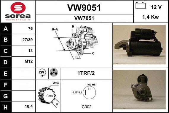 SNRA VW9051 - Стартер avtokuzovplus.com.ua