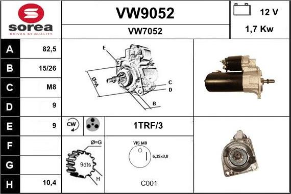 SNRA VW9052 - Стартер avtokuzovplus.com.ua