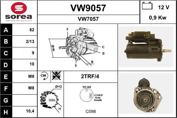 SNRA VW9057 - Стартер avtokuzovplus.com.ua