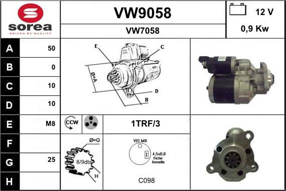 SNRA VW9058 - Стартер autocars.com.ua