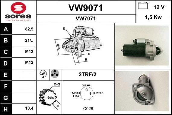 SNRA VW9071 - Стартер autocars.com.ua