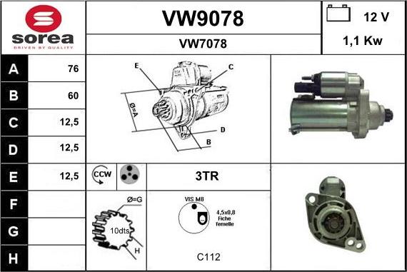 SNRA VW9078 - Стартер avtokuzovplus.com.ua