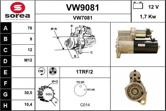 SNRA VW9081 - Стартер autocars.com.ua