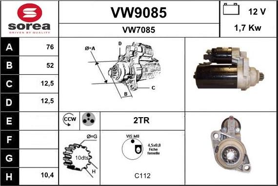 SNRA VW9085 - Стартер autocars.com.ua