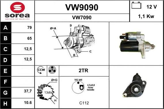 SNRA VW9090 - Стартер autocars.com.ua