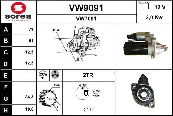 SNRA VW9091 - Стартер autocars.com.ua