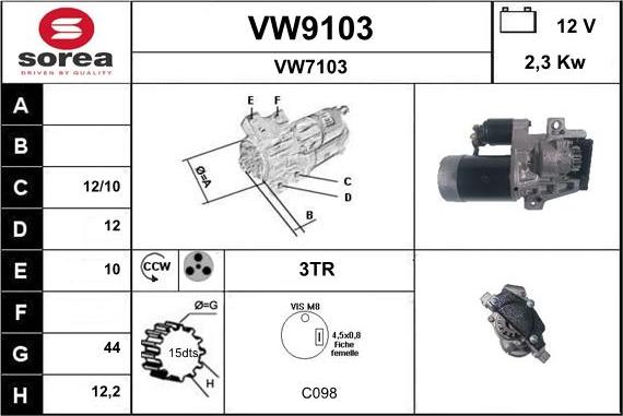 SNRA VW9103 - Стартер autocars.com.ua