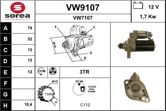 SNRA VW9107 - Стартер autocars.com.ua