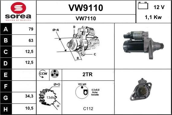 SNRA VW9110 - Стартер autocars.com.ua