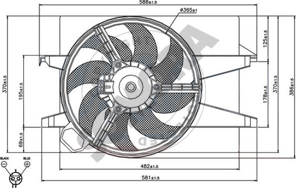 Somora 092530B - Вентилятор, охолодження двигуна autocars.com.ua