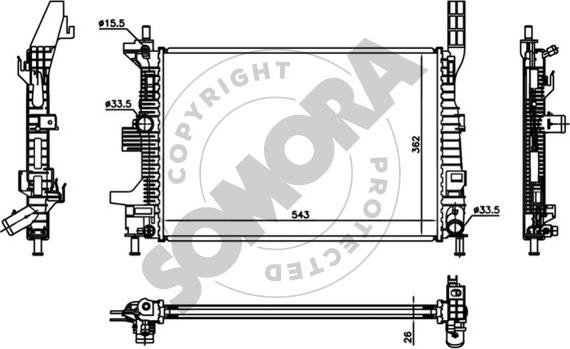 Somora 093840A - Радіатор, охолодження двигуна autocars.com.ua