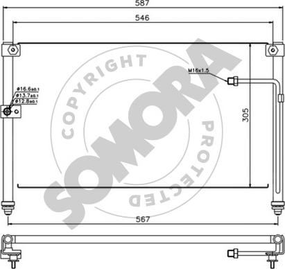 Somora 160860 - Конденсатор, кондиціонер autocars.com.ua