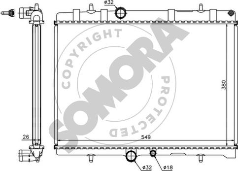 Somora 220740C - Радіатор, охолодження двигуна autocars.com.ua