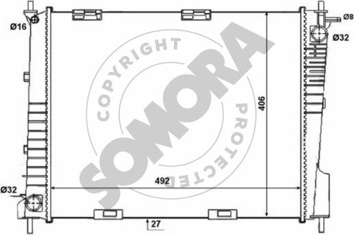 Somora 241140E - Радіатор, охолодження двигуна autocars.com.ua