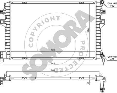 Somora 351241 - Радіатор, охолодження двигуна autocars.com.ua